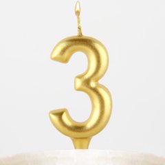 Свеча декоративная Цифра "3" Золотая пухлая 1973395 