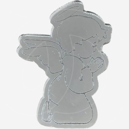 Топпер декоративный акриловый "Ангелочек" Серебро 4,5х6 см 