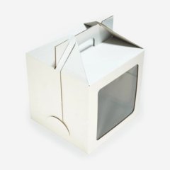 Коробка для торта с окном белая 20х20х20 см 