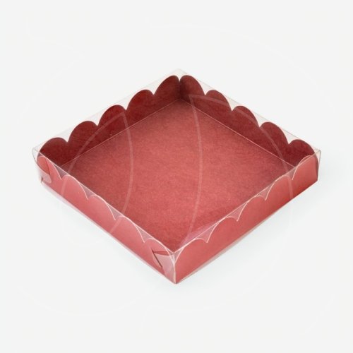 Коробка для сладостей с прозрачной крышкой Красная 15х15х3 см 713023