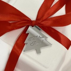 Топпер декоративный акриловый "Ёлка с надписью" Серебро 5х3 см 