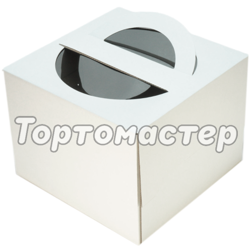 Коробка для торта с окном и ручкой белая 26х26х20 см 