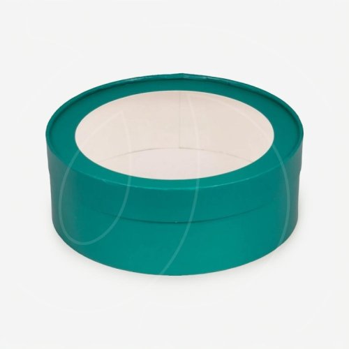 Коробка для сладостей с окном круглая зелёная 20х7 см 70415