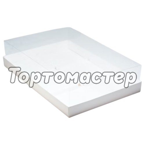 Коробка на 6 пирожных с прозрачной крышкой белая 27,3х18х6,5 см 