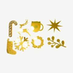 Набор топперов декоративных акриловых "Новогодний набор №1" Золото арт008048