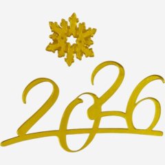 Топпер декоративный акриловый "2026" Золото 9х7 см 