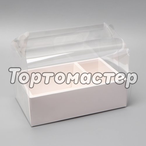 Коробка для сладостей с прозрачной крышкой белая 26,5х17х22,5 см 10335021