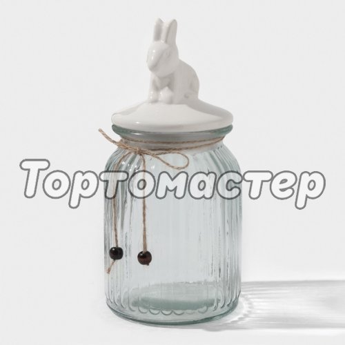 Банка стеклянная с керамической крышкой "Зайка" 950 мл 5287727