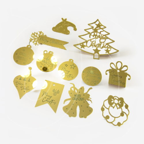 Набор топперов декоративных акриловых "Новогодний набор №2" Золото арт008049