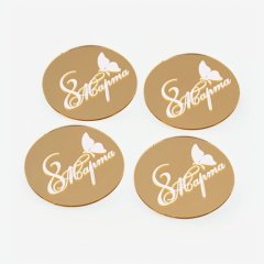 Набор топперов декоративных акриловых "8 марта, бабочка" Золото 5 см 4 шт 550220